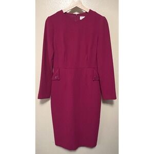 Harper Rose Sheath Dress Fuschia Pockets Button Sleeve Lined Womens Dress Size 4